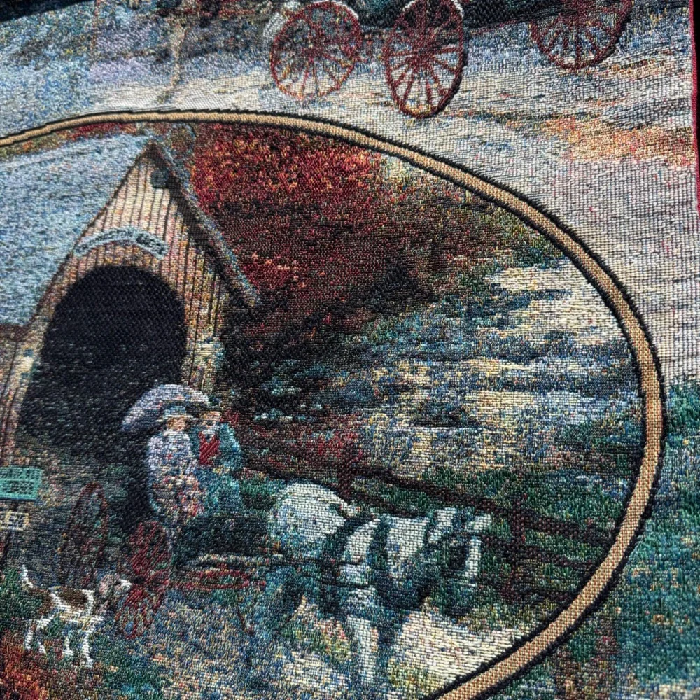Thomas Kinkade Country Memo Woven Tapestry Wall Hanging 27x27 Song of Solomon